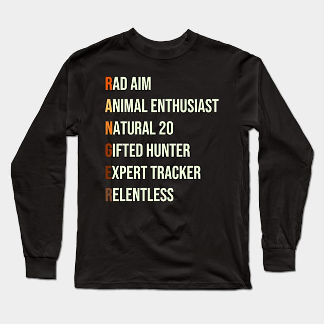 Ranger Hunter Class RPG Pnp Roleplaying Dungeon Meme Gift Long Sleeve T-Shirt by TellingTales